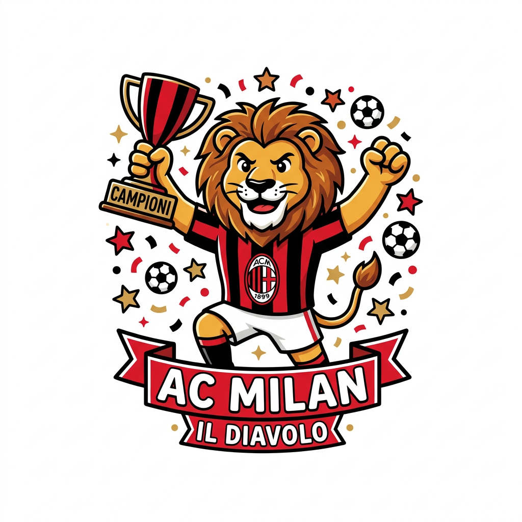 AC Milan Løve Toppers Drinktoppers 6 stk Ø8 cm