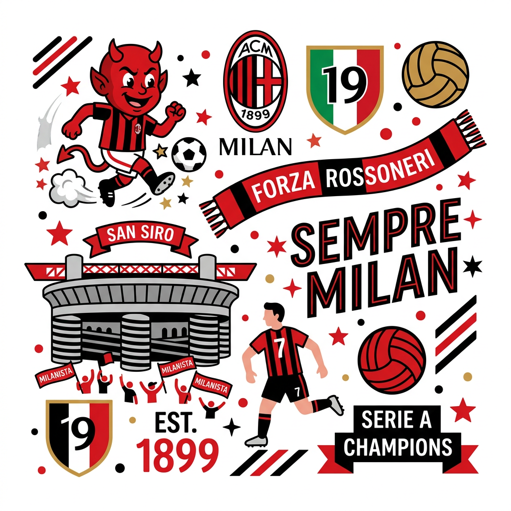 Milan Fan Collage Toppers Drinktoppers 6 stk Ø8 cm