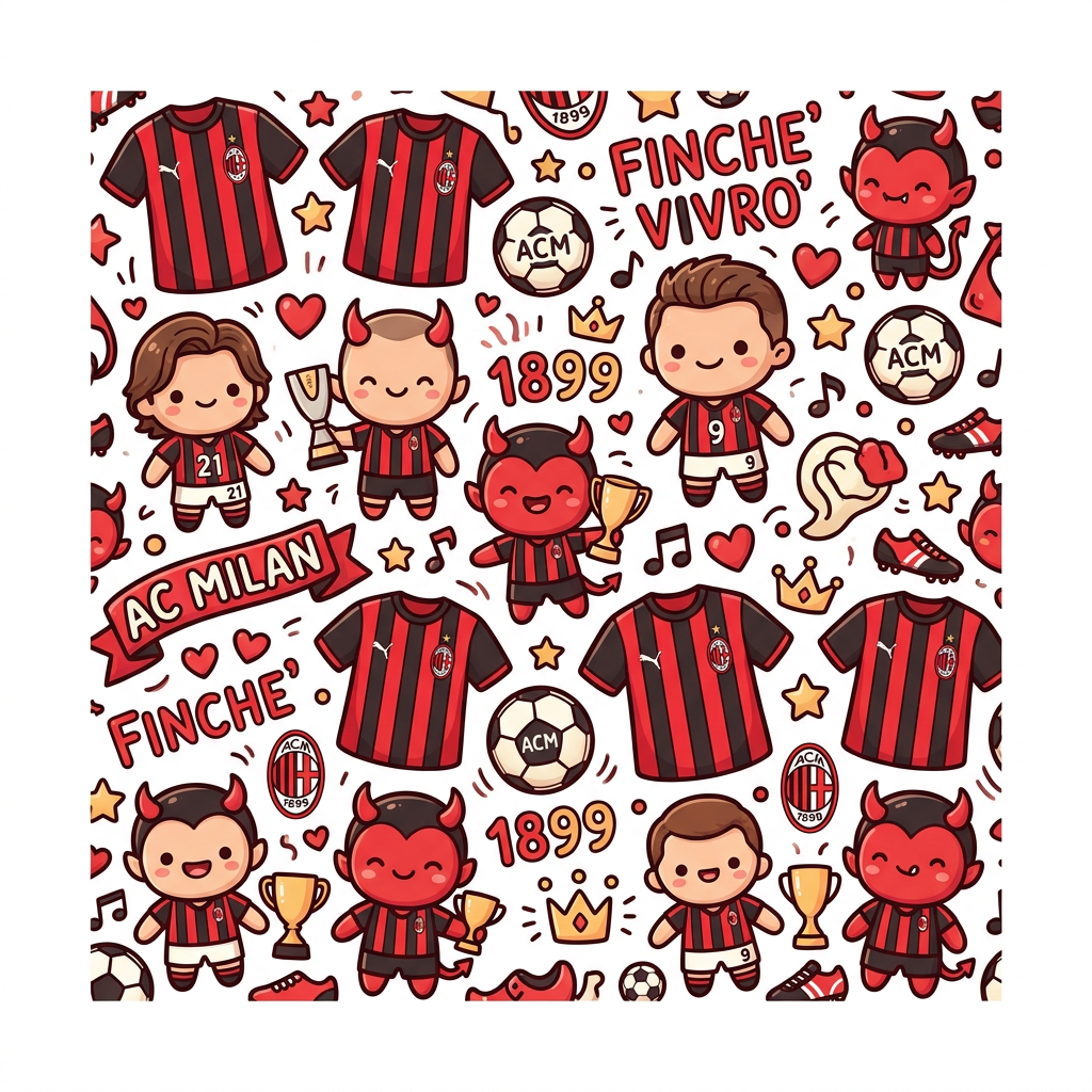AC Milan Tegneseriefest Toppers Drinktoppers 6 stk Ø8 cm