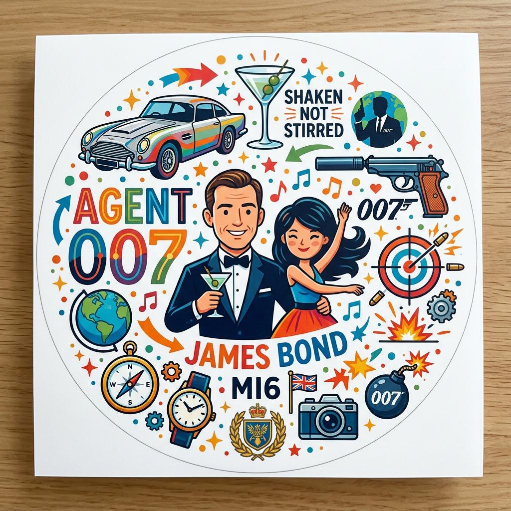 Agent 007 Livsstil Toppers Drinktoppers 6 stk Ø8 cm
