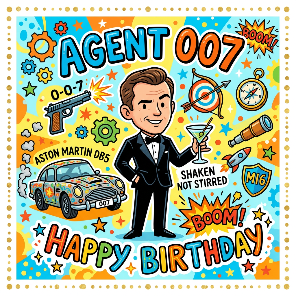 Agent 007 Fødselsdag Toppers Drinktoppers 6 stk Ø8 cm