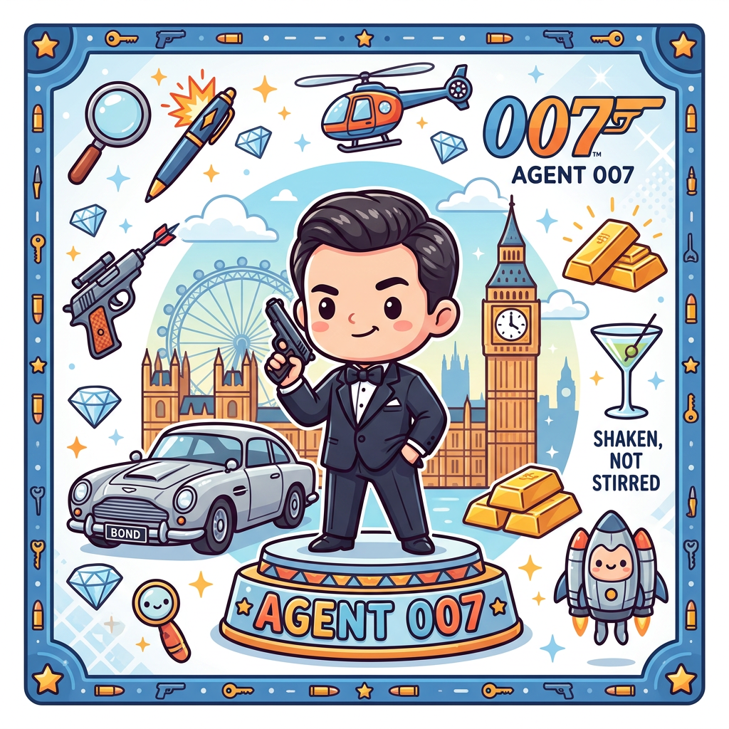 Mini James Bond Toppers Drinktoppers 6 stk Ø8 cm
