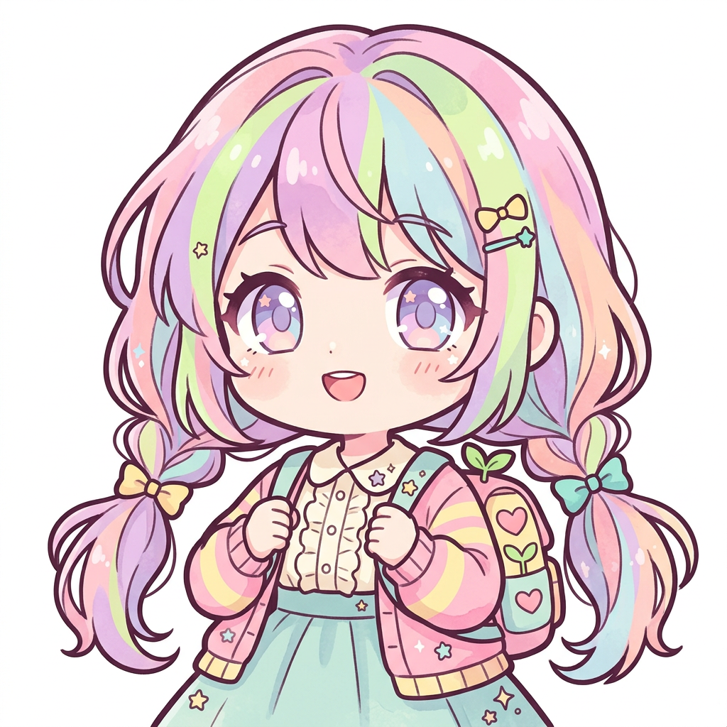 Pastel Chibi Pige Toppers Drinktoppers 6 stk Ø8 cm