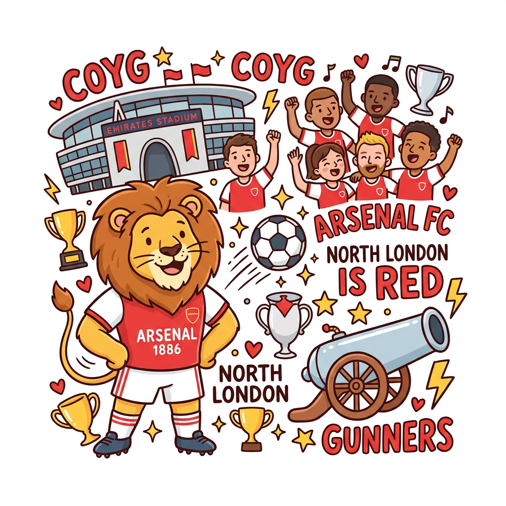 Arsenal Fanklubb Tegneserie Toppers Drinktoppers 6 stk Ø8 cm