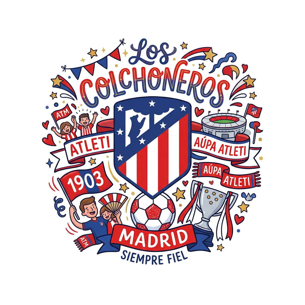 Atlético Madrid Fankunst Toppers Drinktoppers 6 stk Ø8 cm