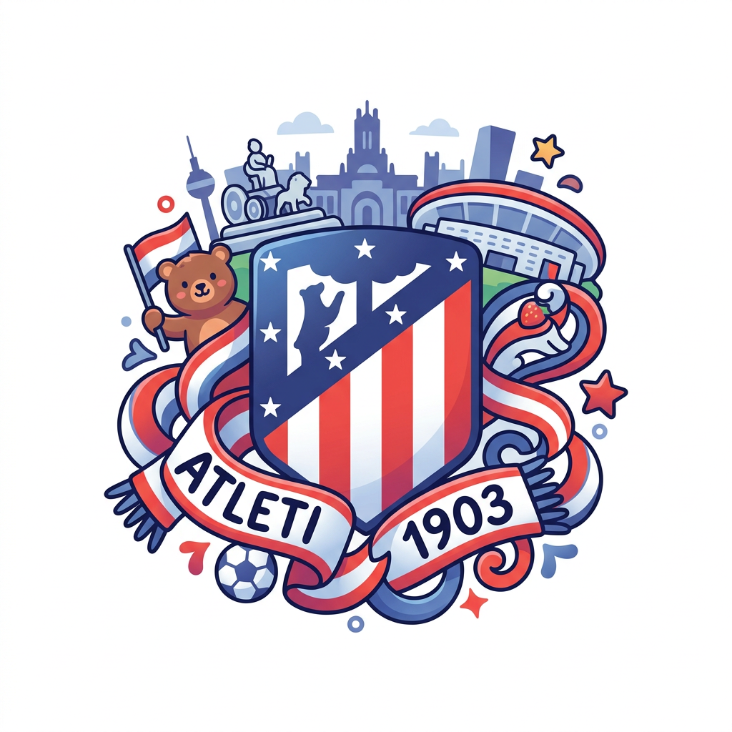 Atlético Maskot Emblem Toppers Drinktoppers 6 stk Ø8 cm