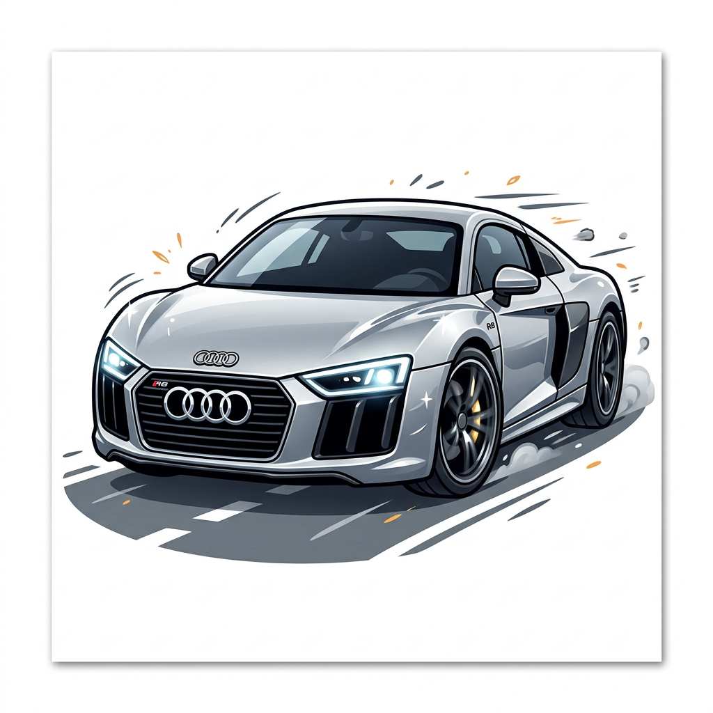 Sølv Audi Racer Toppers Drinktoppers 6 stk Ø8 cm