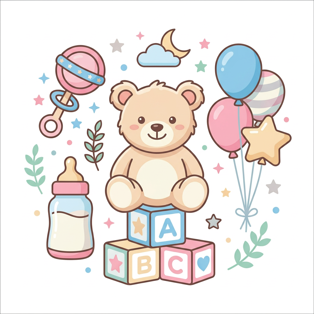 Sød baby bamsefest Toppers Drinktoppers 6 stk Ø8 cm
