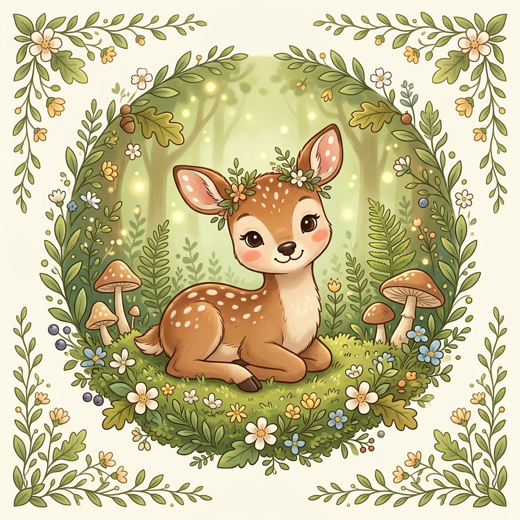 Bambi Blomsterkrans Skov Toppers Drinktoppers 6 stk Ø8 cm