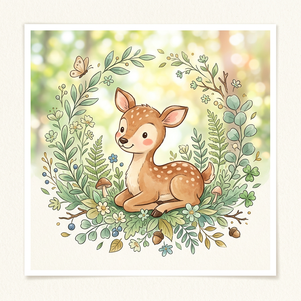 Sød Bambi Krans Toppers Drinktoppers 6 stk Ø8 cm