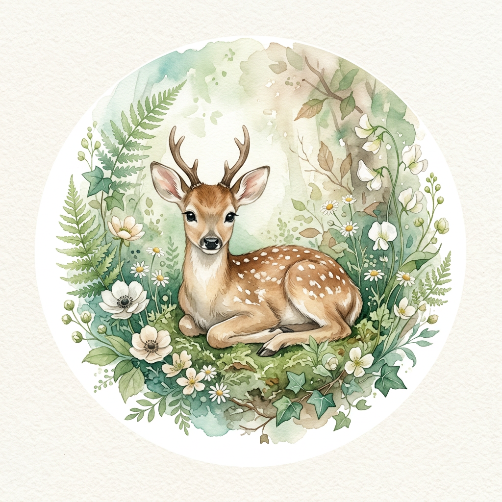 Sød Bambi blomsterskov Toppers Drinktoppers 6 stk Ø8 cm