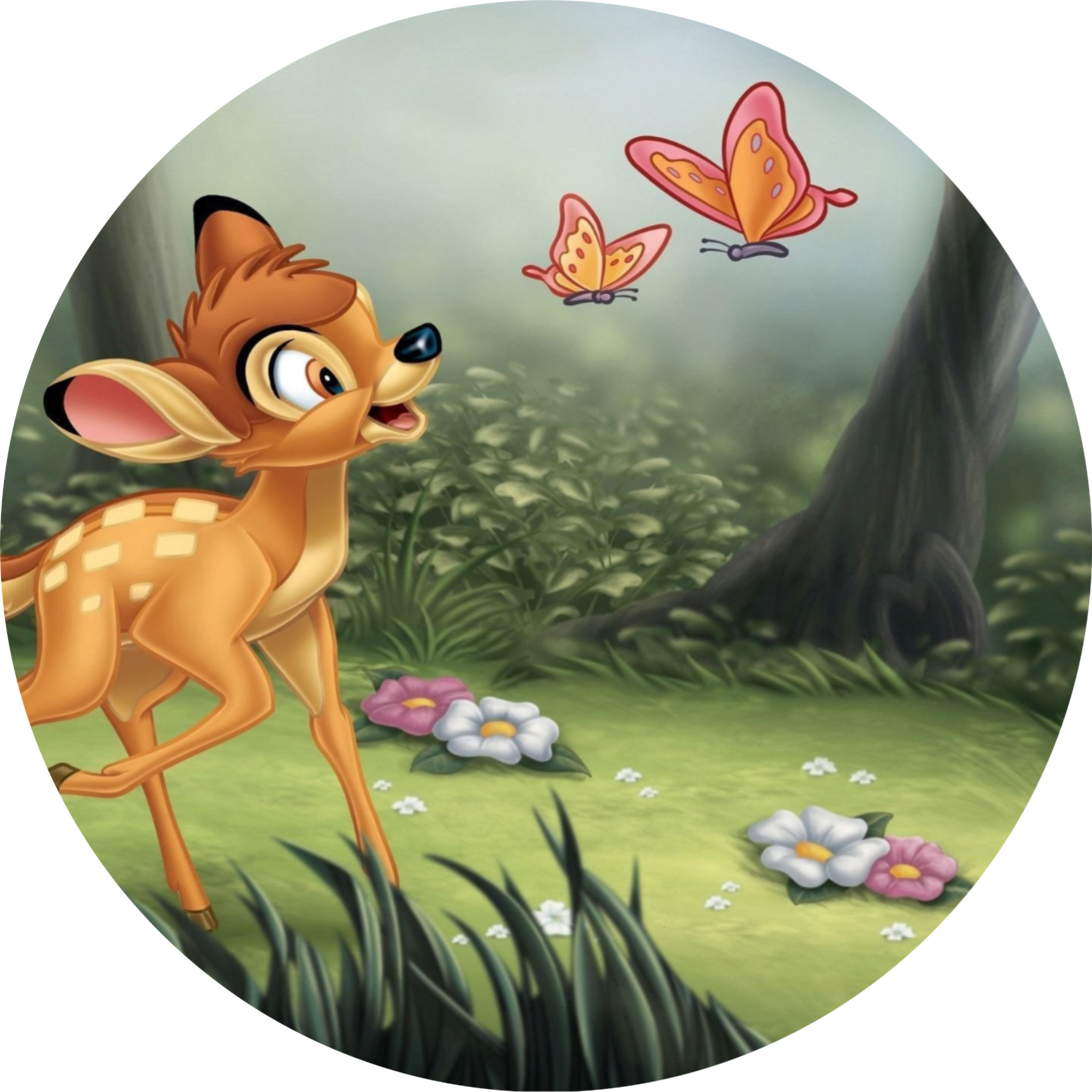 Bambi sommerfugle blomster Toppers Drinktoppers 6 stk Ø8 cm