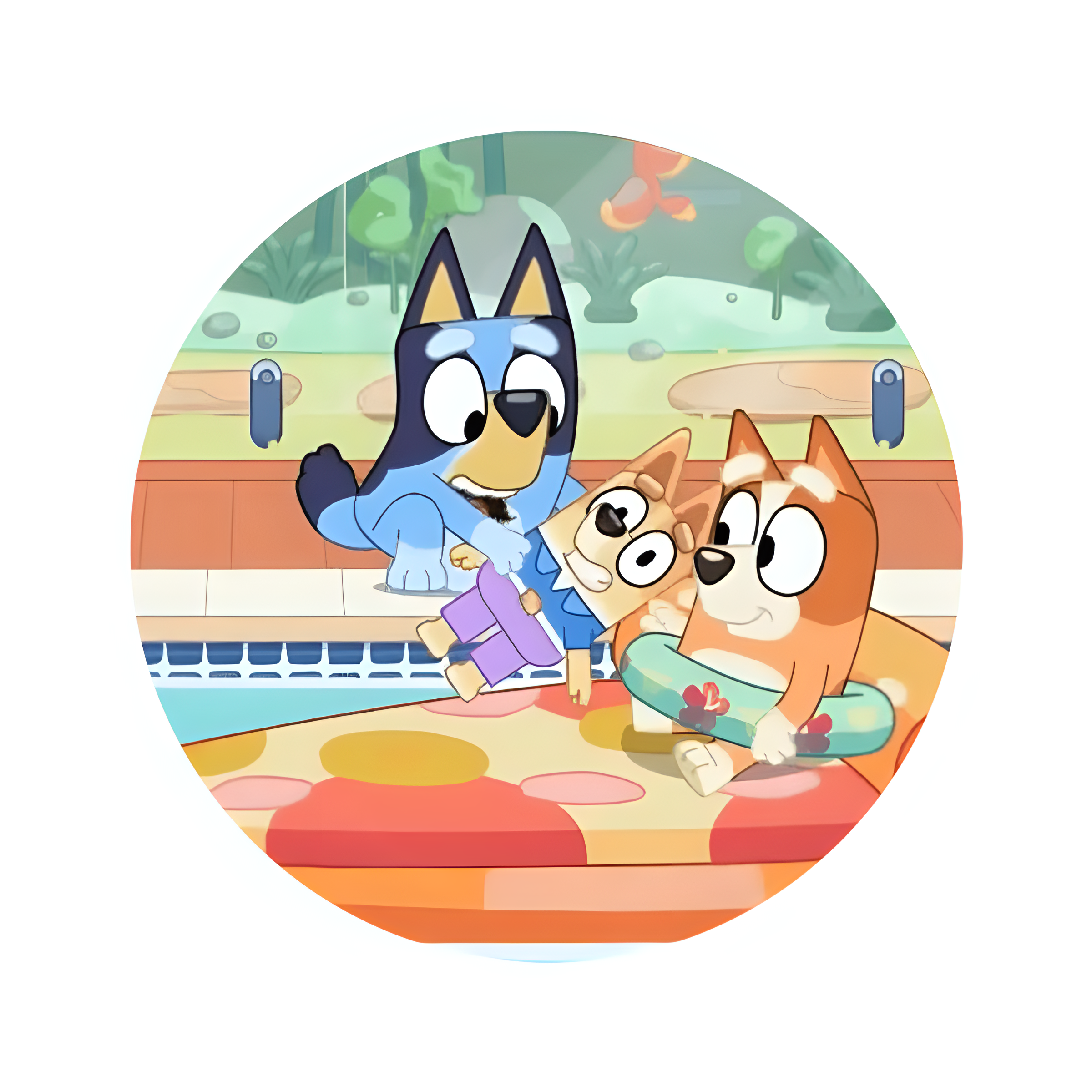 Bluey 4 Toppers Drinktoppers 6 stk Ø8 cm