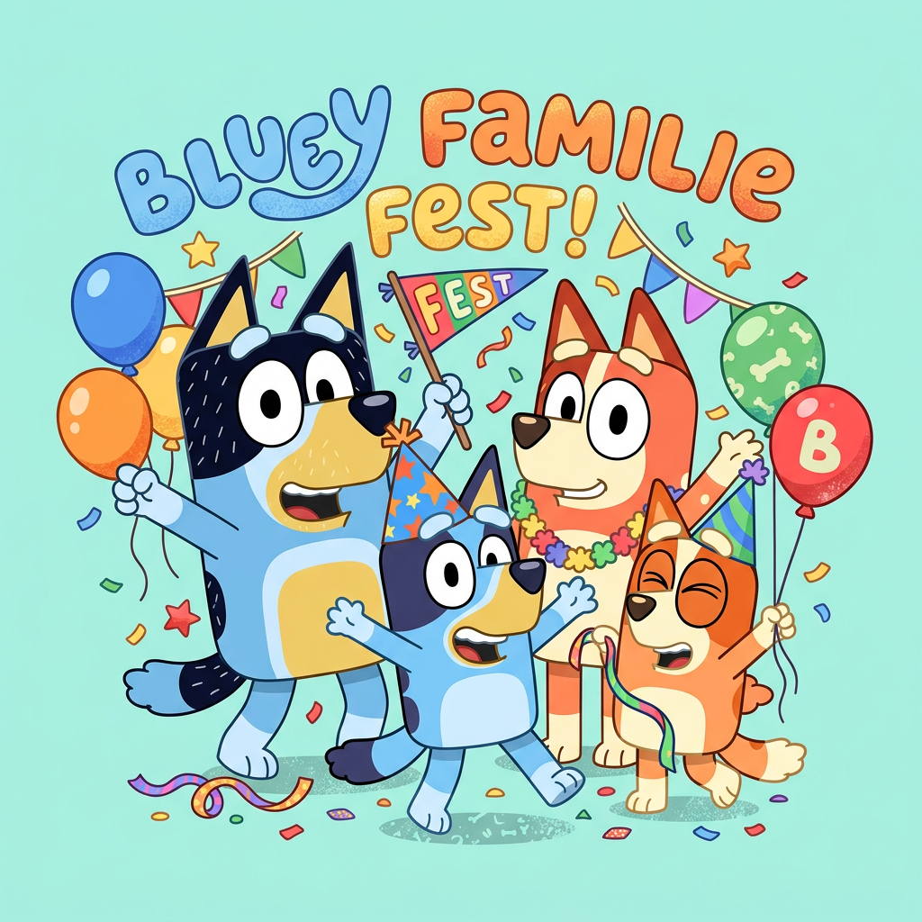 Bluey Familie Fest Toppers Drinktoppers 6 stk Ø8 cm