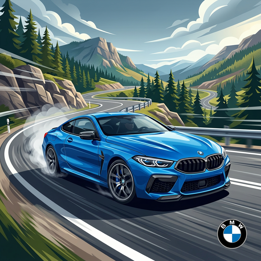 Blå Alpe BMW Drøm Toppers Drinktoppers 6 stk Ø8 cm