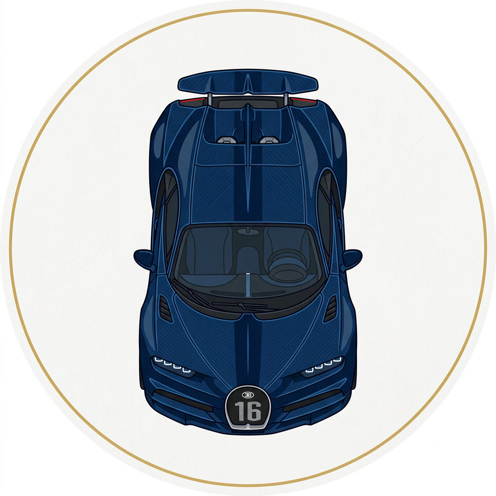 Blå Bugatti Racer 3 Toppers Drinktoppers 6 stk Ø8 cm