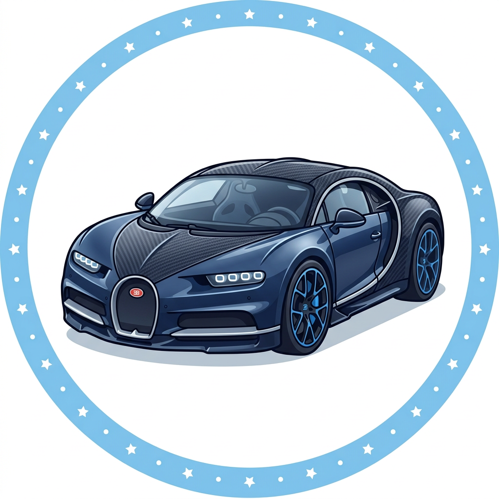 Blå Bugatti Racer Toppers Drinktoppers 6 stk Ø8 cm