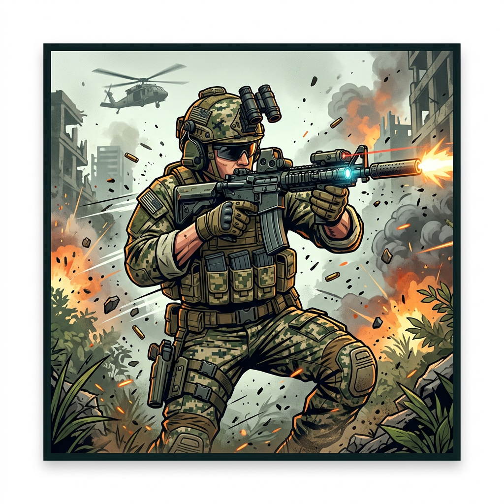 Soldat Skudkamp Eksplosion Toppers Drinktoppers 6 stk Ø8 cm
