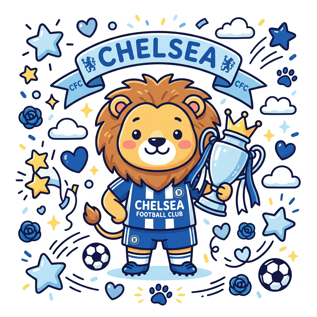 Chelsea Løve Cup Toppers Drinktoppers 6 stk Ø8 cm