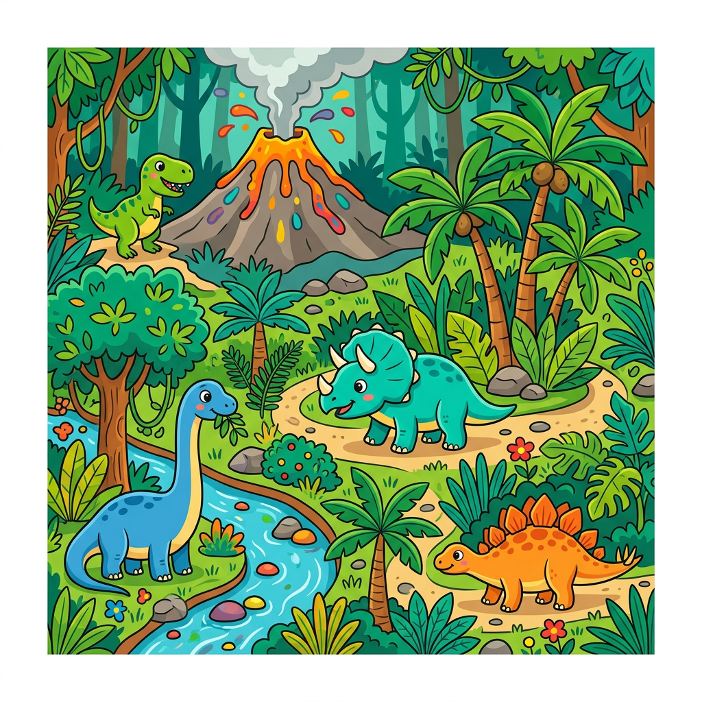 Dino Vulkan Eventyr Toppers Drinktoppers 6 stk Ø8 cm