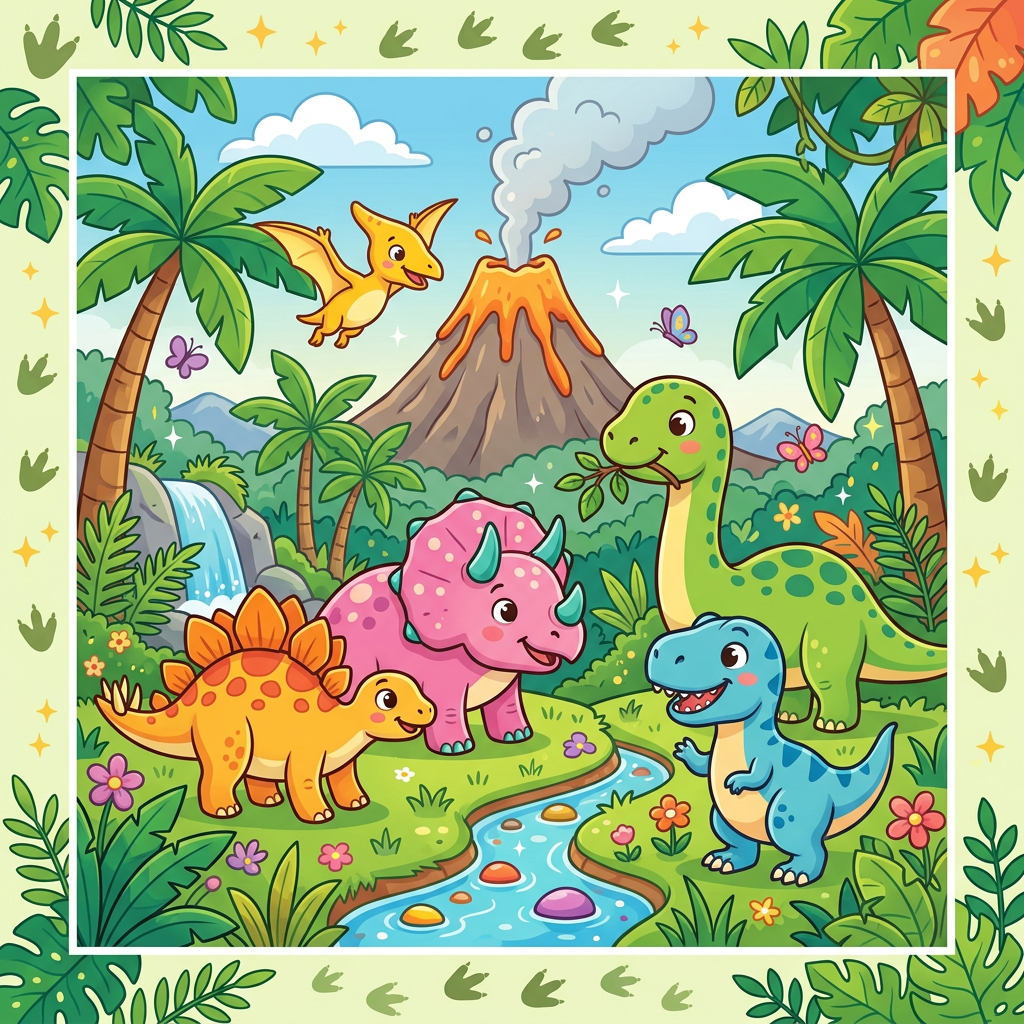 Vulkanens Dino Venner Toppers Drinktoppers 6 stk Ø8 cm