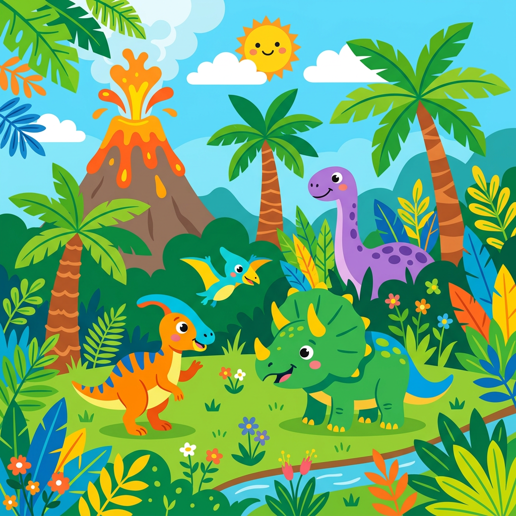 Vulkan Dinosaur Venner Toppers Drinktoppers 6 stk Ø8 cm