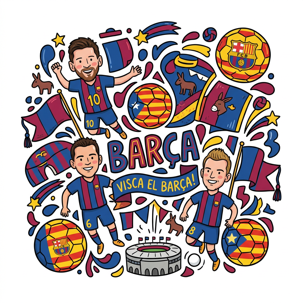 Barça Spillere Fodboldfest Toppers Drinktoppers 6 stk Ø8 cm