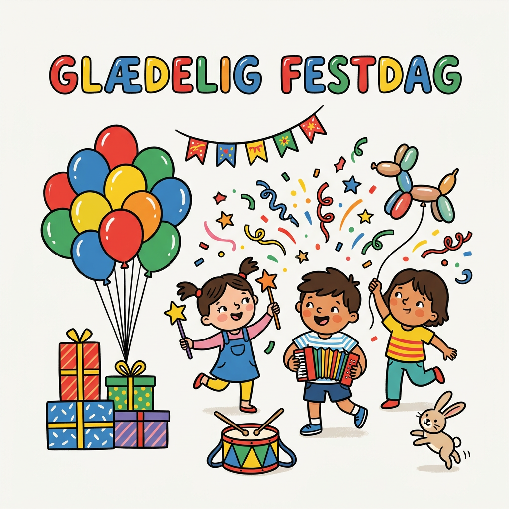 Glædelig Festdag Leg Toppers Drinktoppers 6 stk Ø8 cm