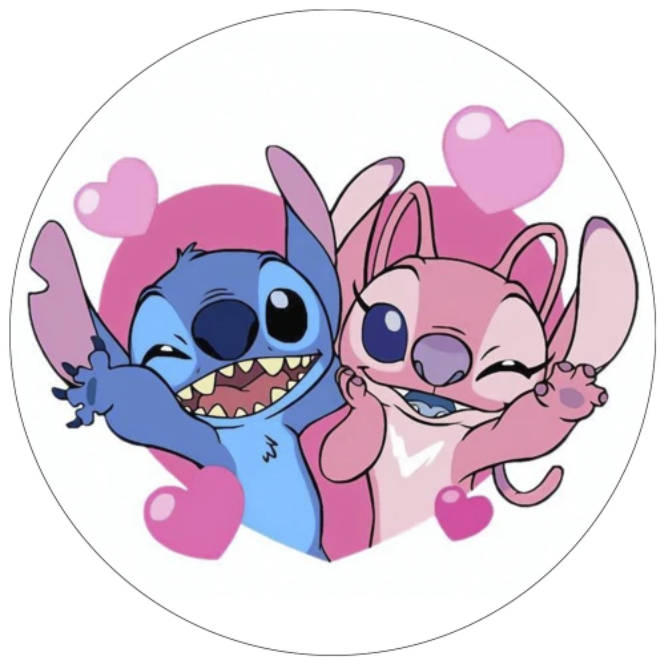 Stitch og Angel 2 Toppers Drinktoppers 6 stk Ø8 cm