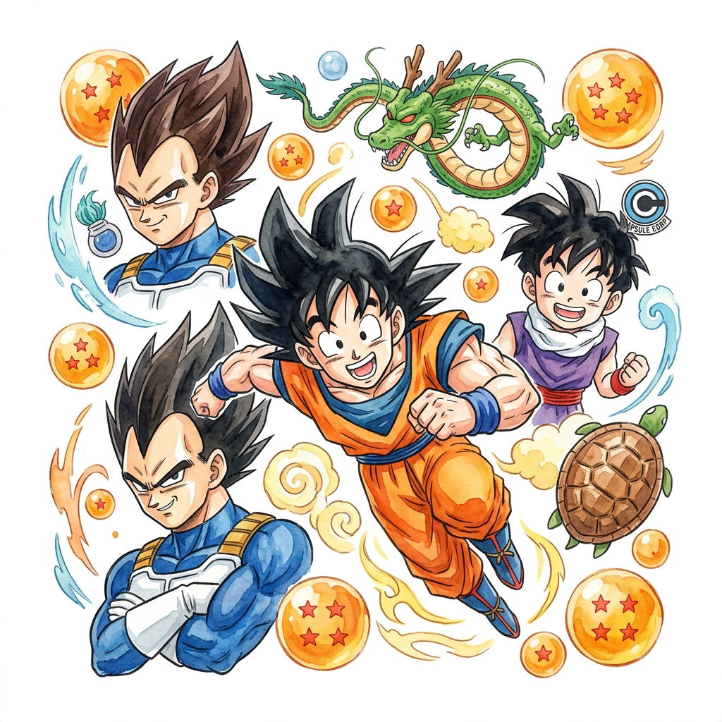 Goku Dragekugler Vegeta Toppers Drinktoppers 6 stk Ø8 cm