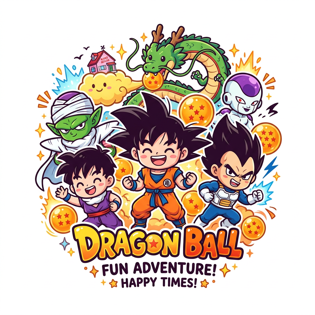 Chibi Dragon Ball Eventyr Toppers Drinktoppers 6 stk Ø8 cm