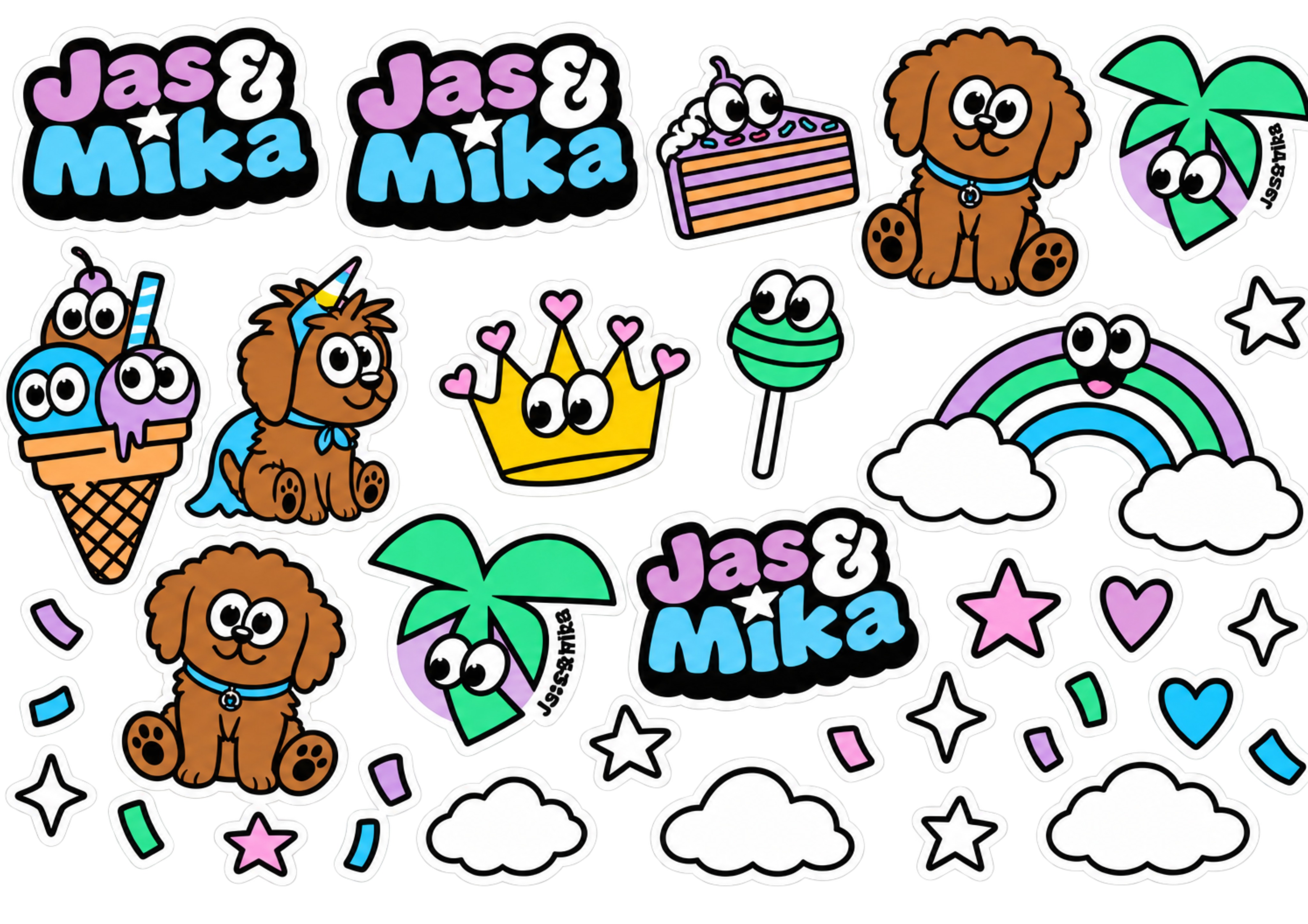 Jas og Mika fest Toppers Drinktoppers 6 stk Ø8 cm