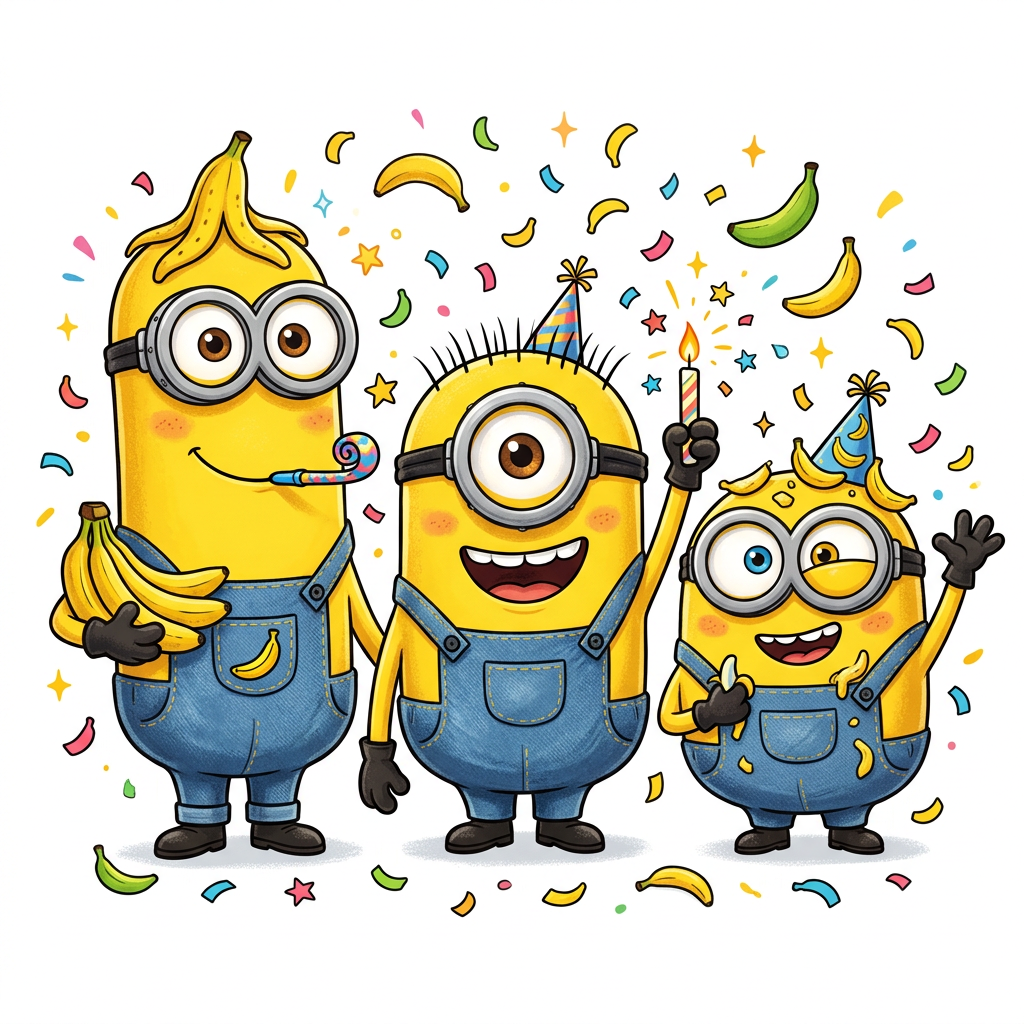 Banan Minions Fest Toppers Drinktoppers 6 stk Ø8 cm