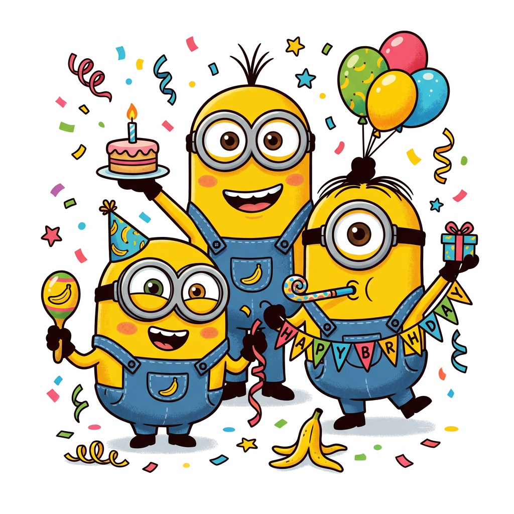 Minion Fødselsdags Fest Toppers Drinktoppers 6 stk Ø8 cm