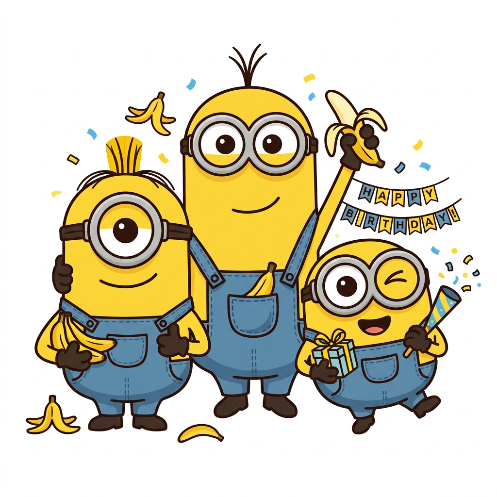 Minions fødselsdagsfest Toppers Drinktoppers 6 stk Ø8 cm