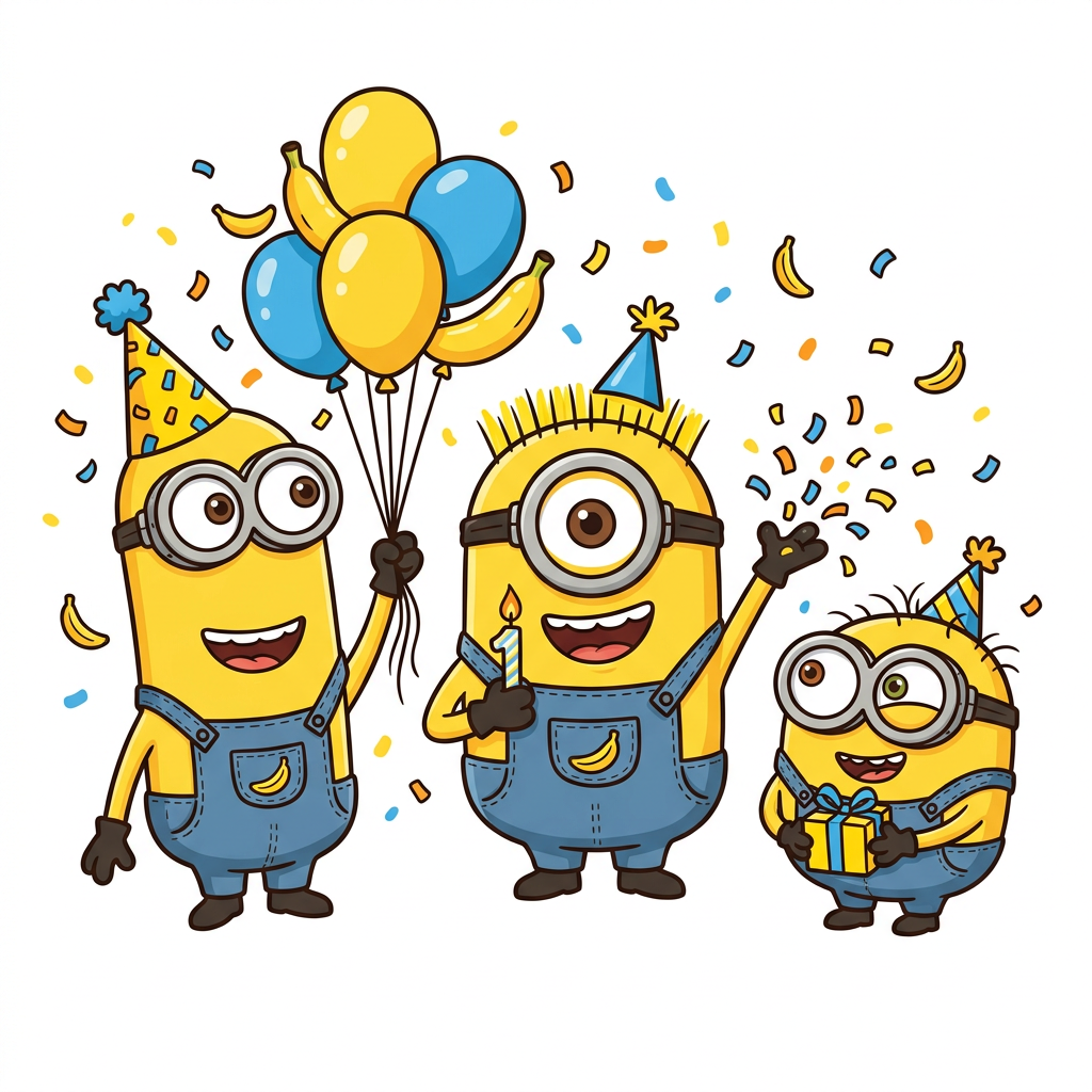 Minions fødselsdagsfest 5 Toppers Drinktoppers 6 stk Ø8 cm