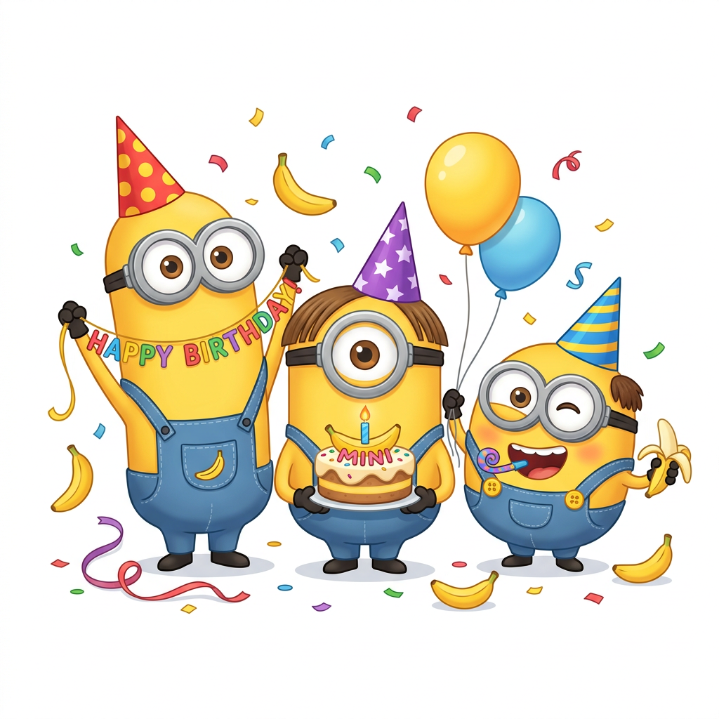 Minion fødselsdagsfest Toppers Drinktoppers 6 stk Ø8 cm