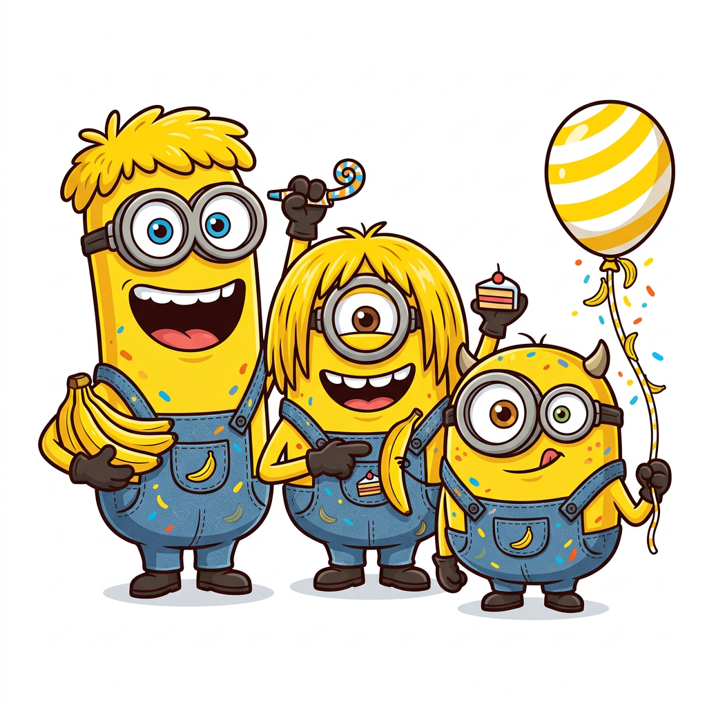 Minions Fest Bananer Toppers Drinktoppers 6 stk Ø8 cm