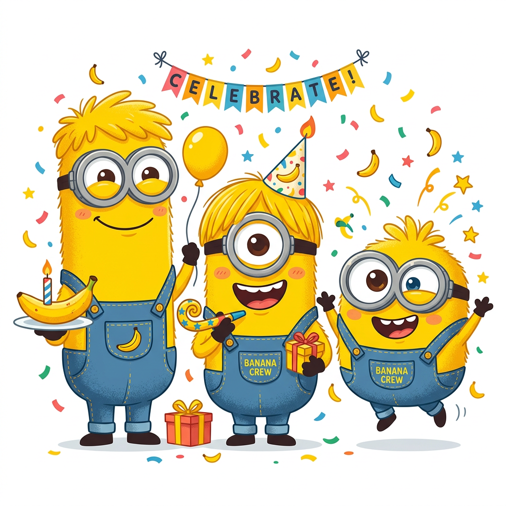 Minions Fødselsdagsfest 6 Toppers Drinktoppers 6 stk Ø8 cm