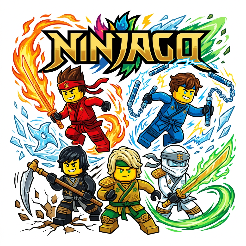 Ninjago elementære ninjaer Toppers Drinktoppers 6 stk Ø8 cm