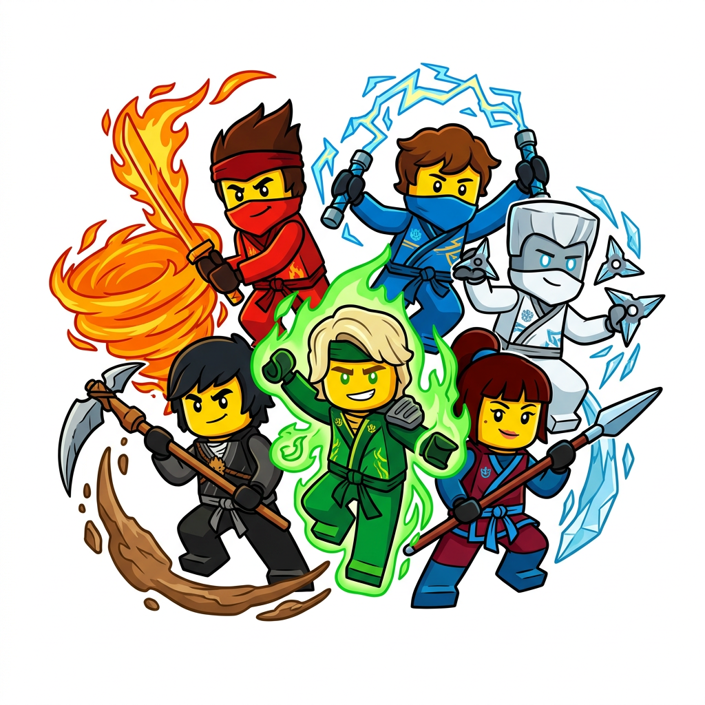 Ninjago Kamp Styrker Toppers Drinktoppers 6 stk Ø8 cm