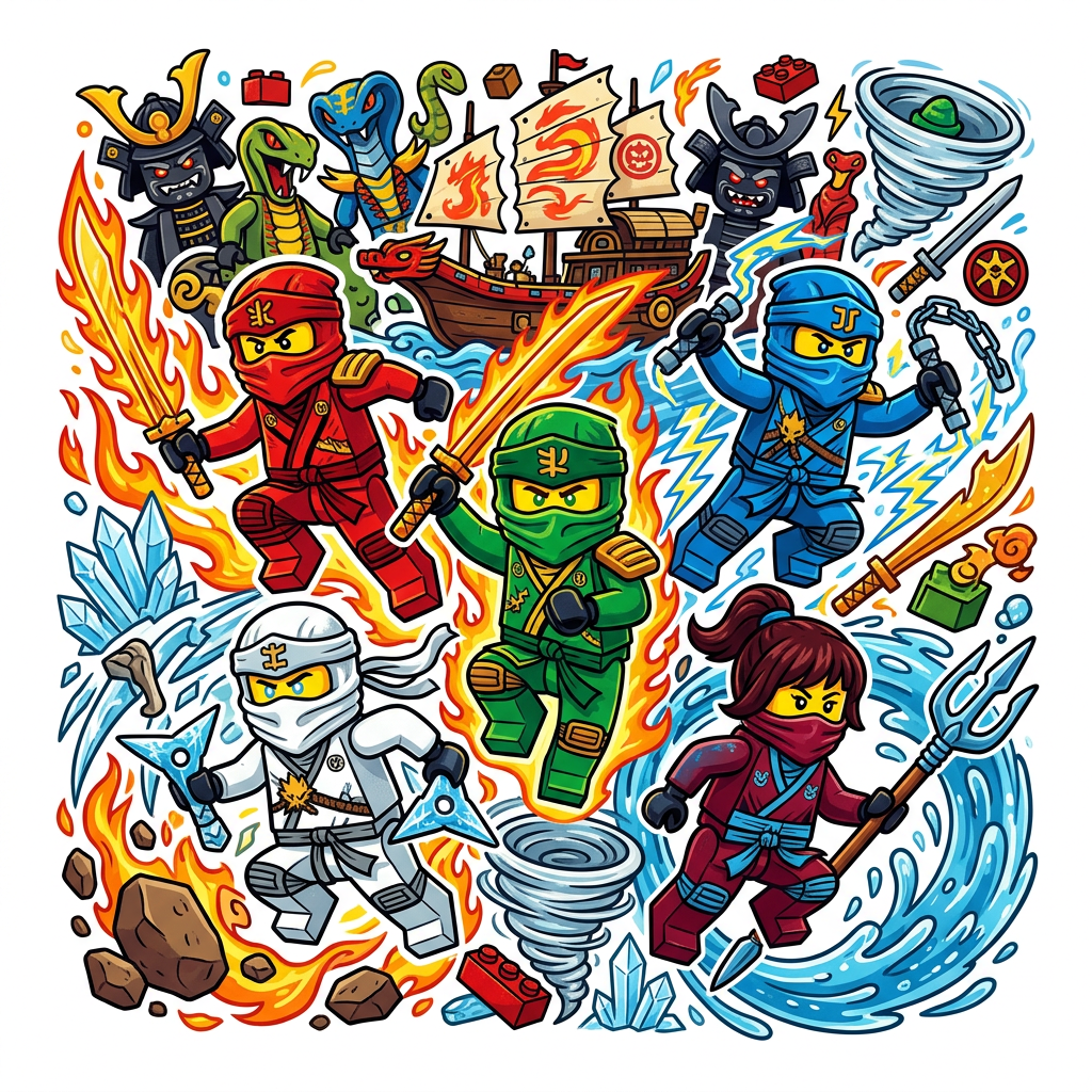 Ninjago Fyrværkeri Show Toppers Drinktoppers 6 stk Ø8 cm