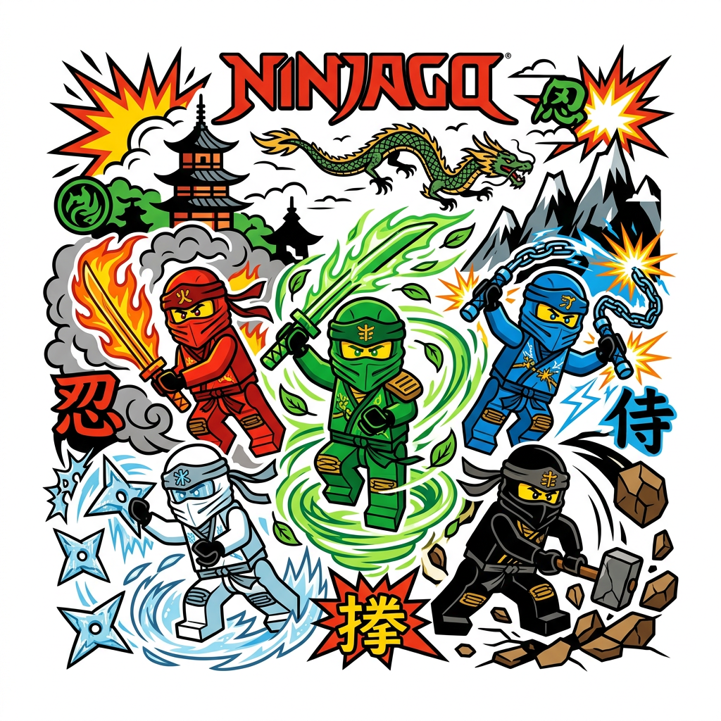 Ninjago Ninja Kæmpere Toppers Drinktoppers 6 stk Ø8 cm
