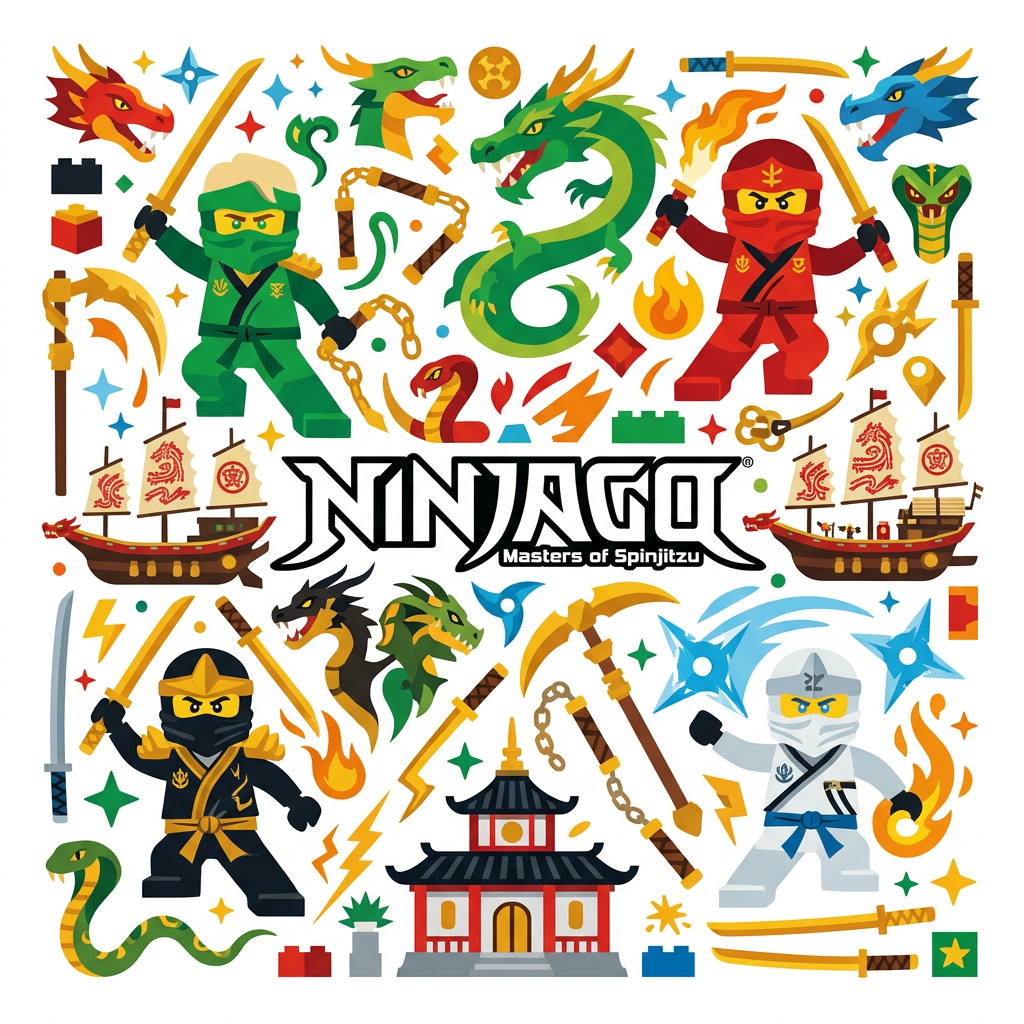 Ninjago Motiv Mix Toppers Drinktoppers 6 stk Ø8 cm
