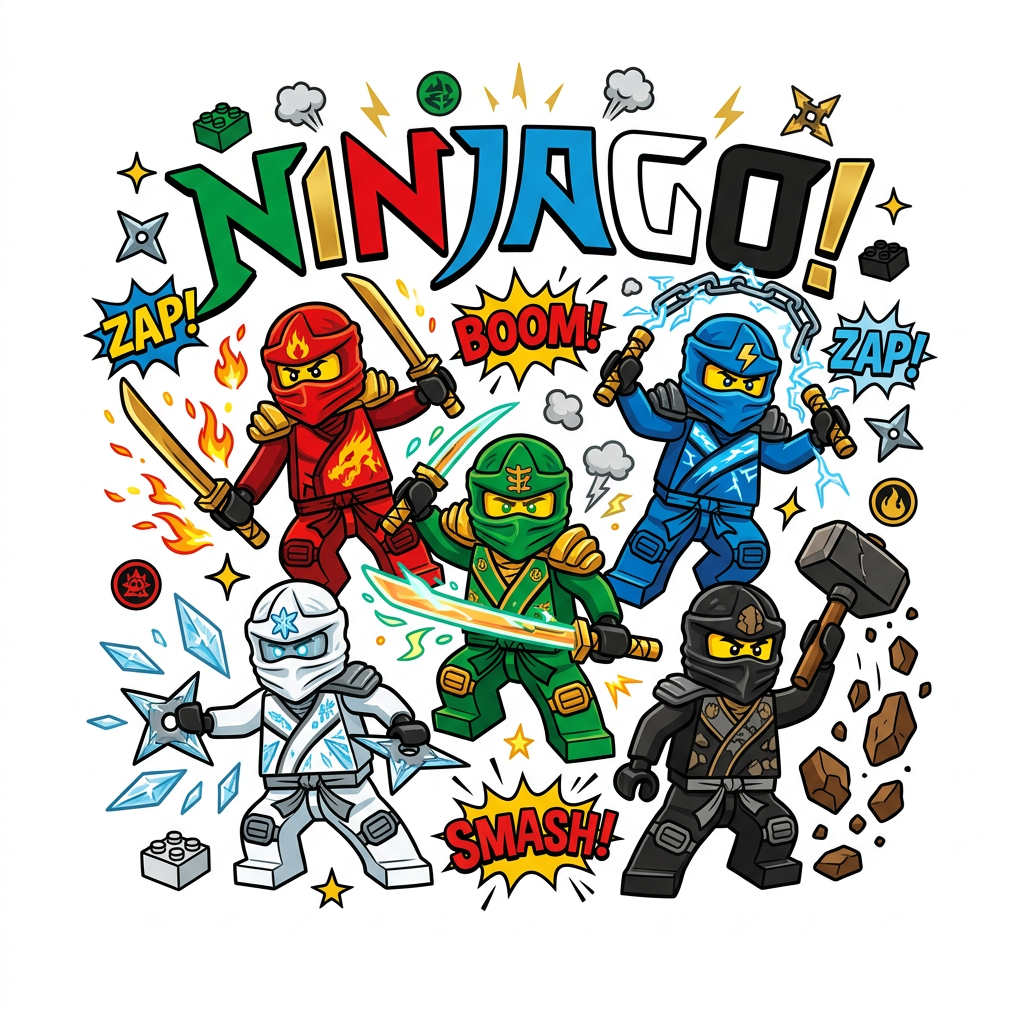 Ninjago Helte Kamp Toppers Drinktoppers 6 stk Ø8 cm