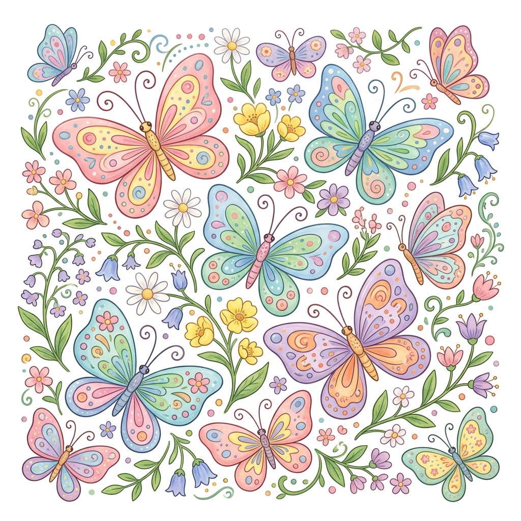 Vår Sommerfugle Blomster Toppers Drinktoppers 6 stk Ø8 cm
