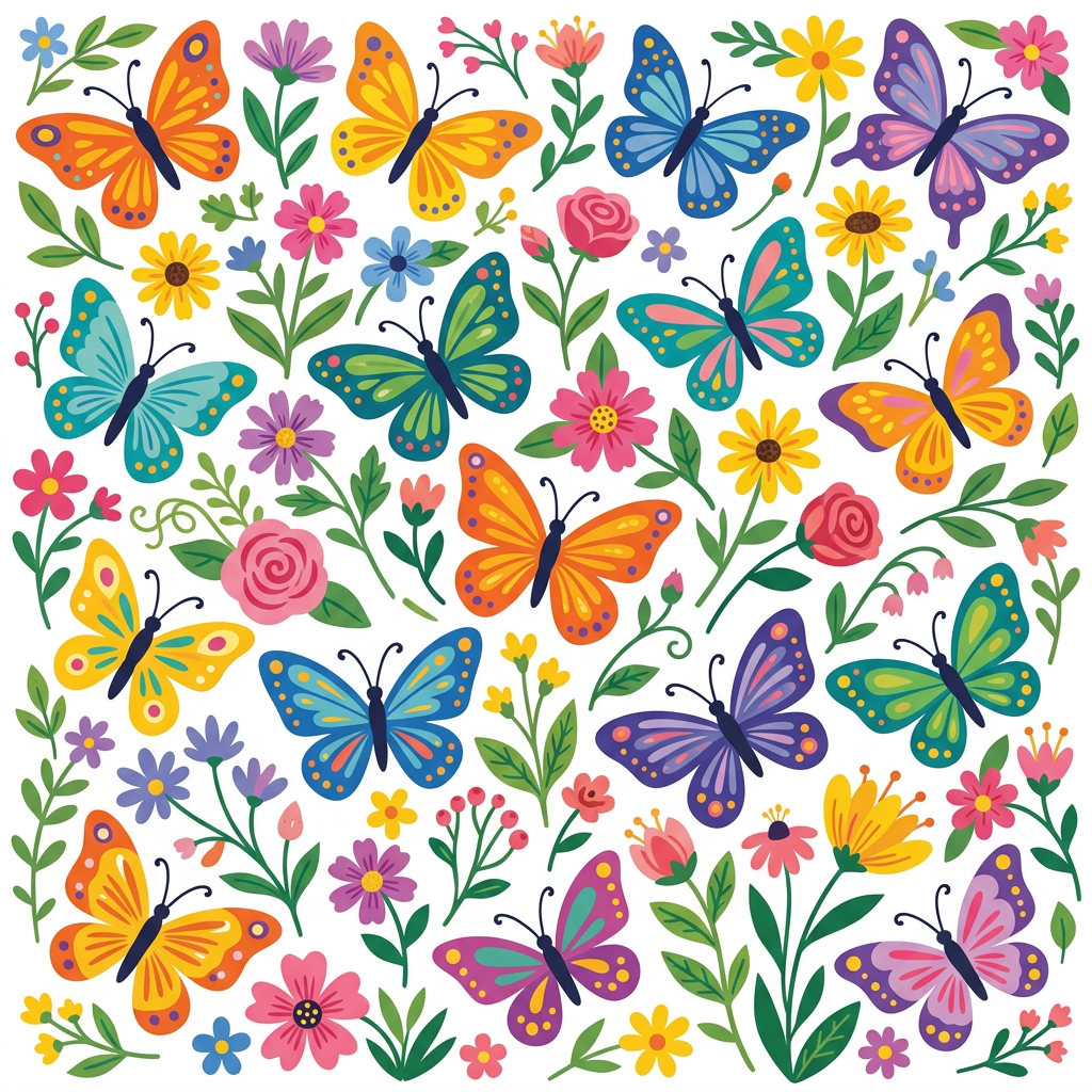 Sommerfugle blomsterfest Toppers Drinktoppers 6 stk Ø8 cm
