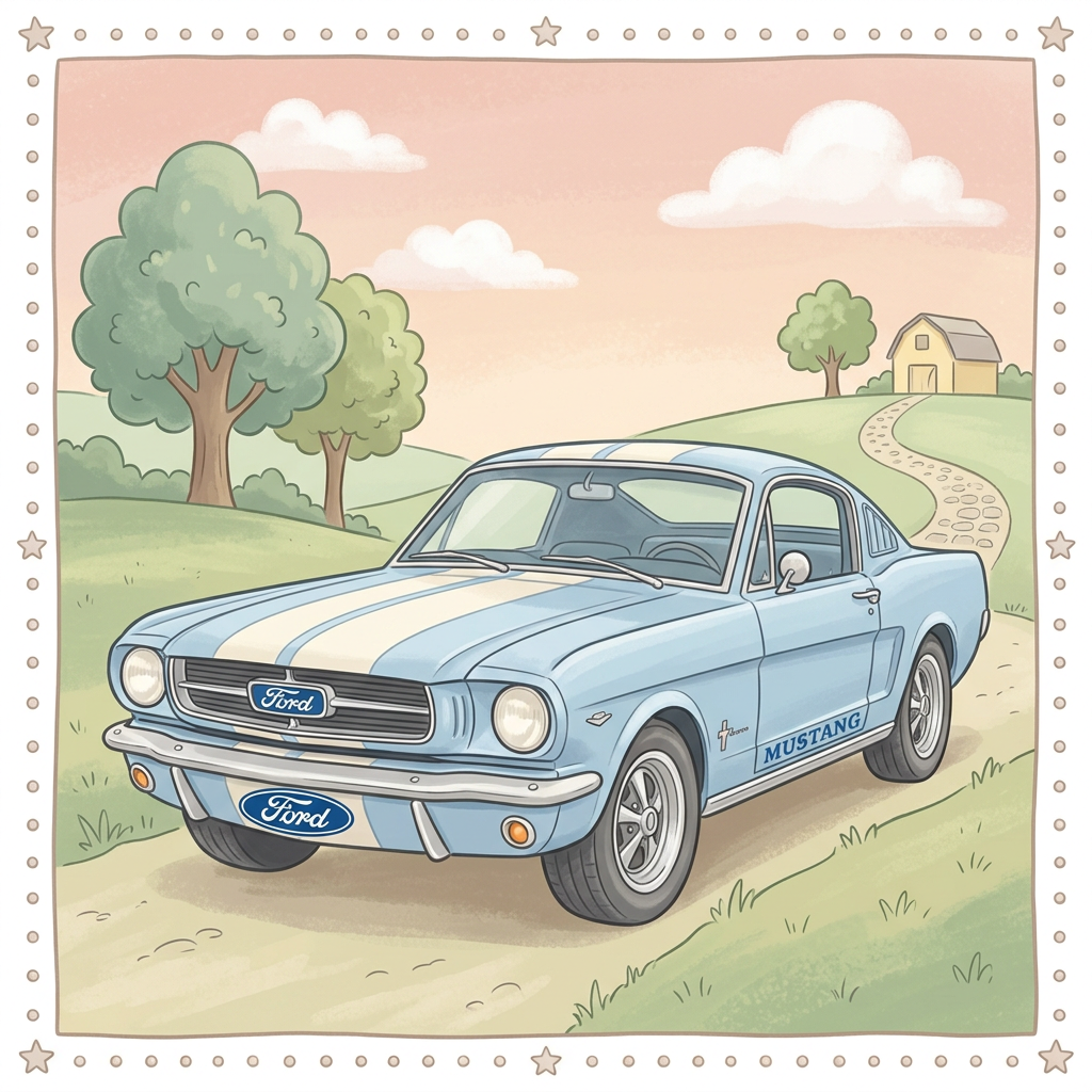 Lyseblå Mustang Nostalgi Toppers Drinktoppers 6 stk Ø8 cm