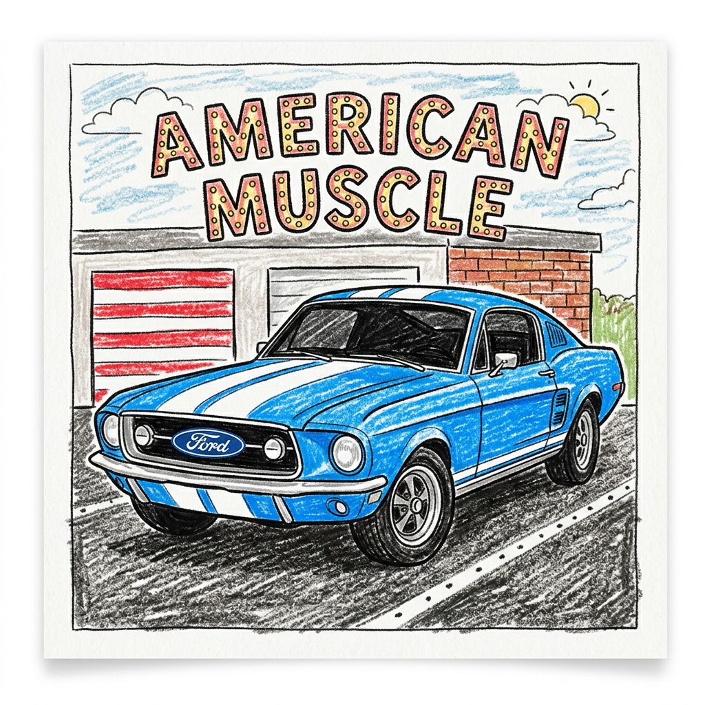 Blå Ford Mustang 2 Toppers Drinktoppers 6 stk Ø8 cm