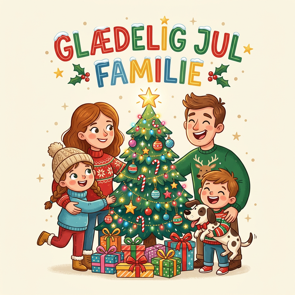 Glædelig Jul Familie Toppers Drinktoppers 6 stk Ø8 cm